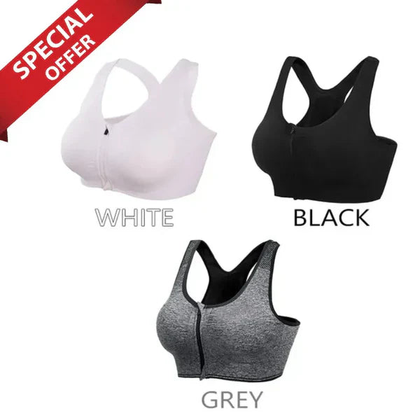 🔥70%OFF - 3PCS Anti-Bounce Sports Bra With Zipper | 1 Year Warranty