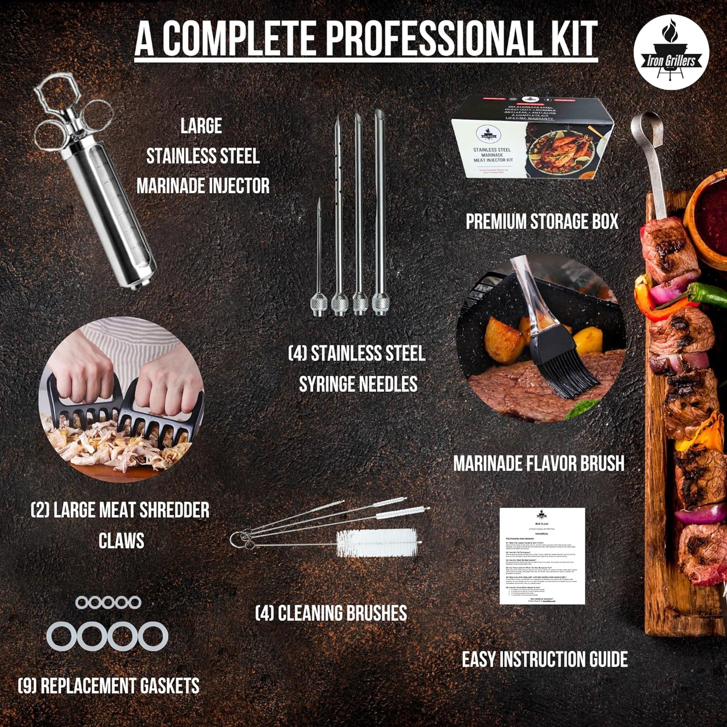 Iron Grillers™ Professional Turkey Marinade Meat Injector Syringe Kit