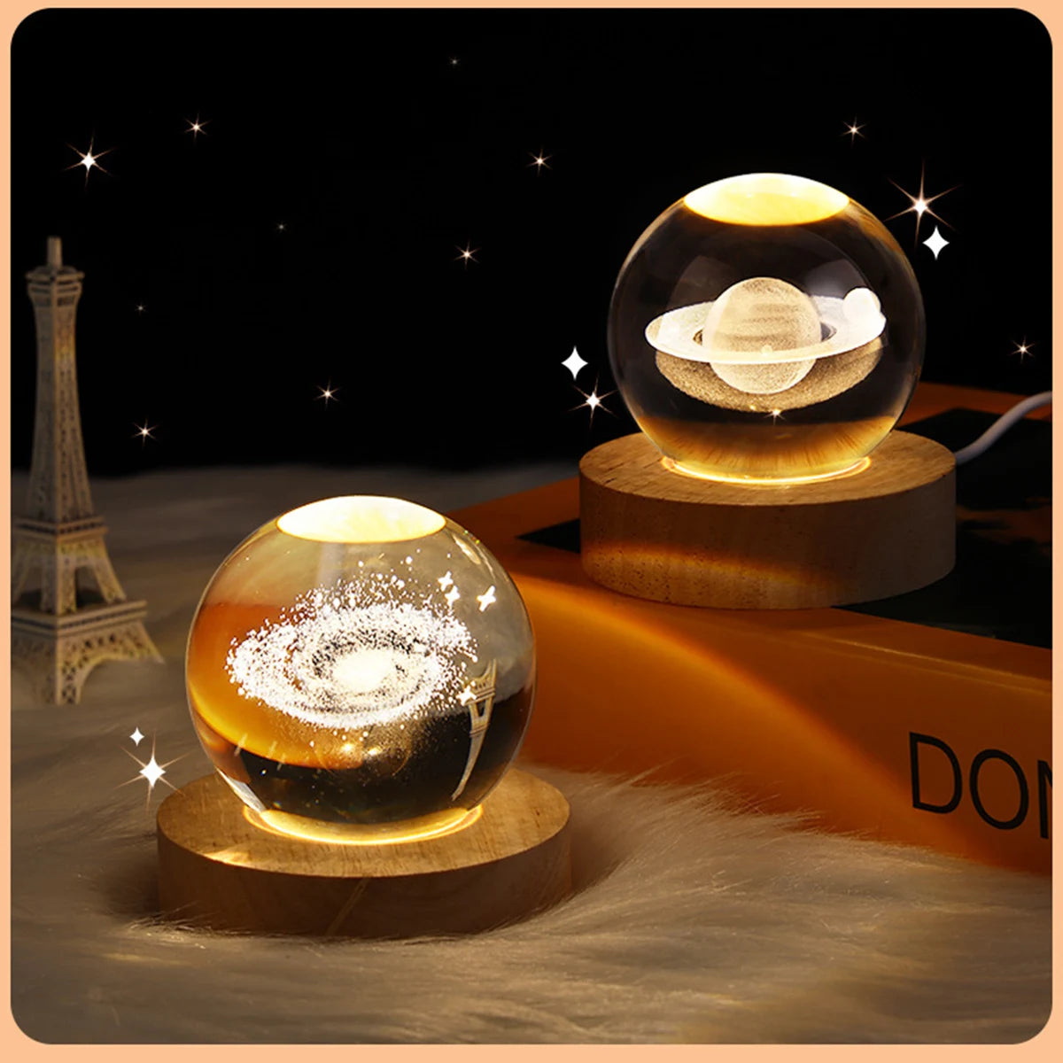 3D Galaxy Crystal Ball Night Light